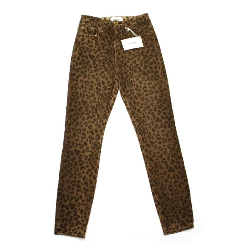 Frame Ali High Rise Cigarette Leopard Jeans NWT